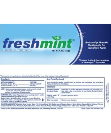 Fresh Mint Sensitive Fluoride Anti-Cavity Toothpaste - 4.3 oz for Sensitive Teeth | International Shipping Available - Buy Online on GoSupps.com