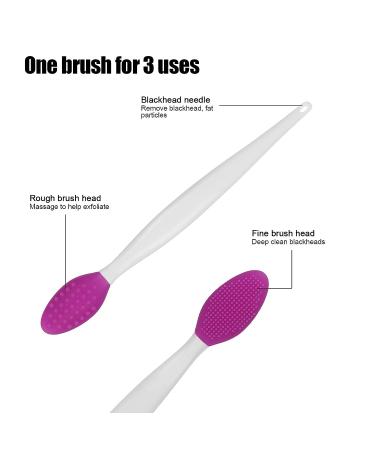 Silicone Nose & Lip Cleansing Brush Set - Double Sided Facial Brush for Blackhead Removal and Exfoliation - Lip Scrub Exfoliator & Moisturizer - Purple - Buy Online on GoSupps.com