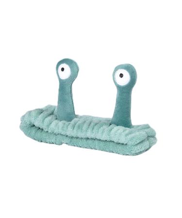Makeup Headband Spa Headband Face Wash Headband Cartoon Snail Cute Coral Fleece Hair Band Hair Accessories for Washing Face Shower Sports Skincare(Green)