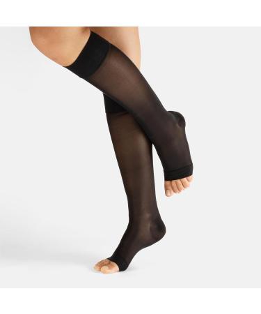 Calzitaly Open Toe Compression Stockings - Strong Gradual Support 18-22 mm/Hg | 140 Den | Made in Italy | Footless Stockings (Black L/XL 2 Pieces) - Buy Online on GoSupps.com