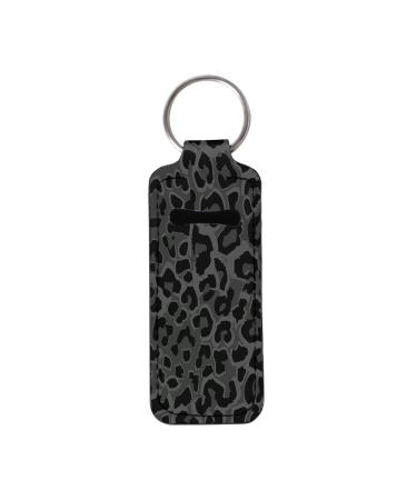FKELYI Black Leopard Wild Animal Cheetah Skin Print Chapstick Holder Keychain Lipstick Sleeve Pouch Lip Balm Portable Pocket Lip Gloss Tube Holder Clip-on Chapsticks Travel Accessories