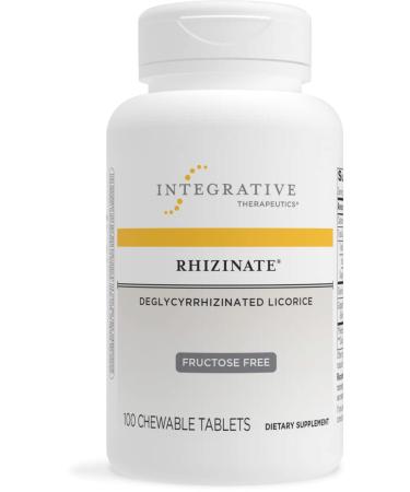 Integrative Therapeutics Rhizinate Fructose Free - Deglycyrrhizinated Licorice (DGL) - for Stomach, Intestinal and Digestive Support - Gluten Free - Dairy Free - Vegan - 100 Chewable Tablets Standard Packaging