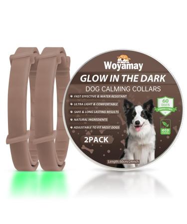 Woyamay calm collar for dogs |Adjustable luminous assembly lord calming collar dog with fear stress |Natural dog collar with pheromones for dogs of all sizes2 pieces (brown) brown-2 pieces