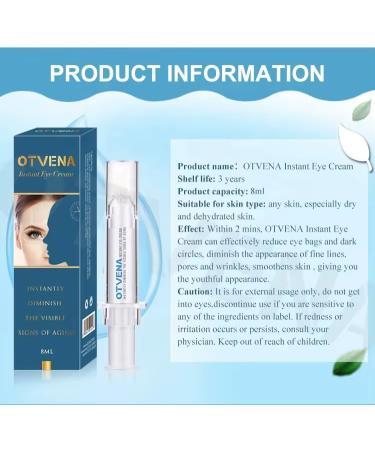 OTVENA Instant Eye Cream for Dark Circles & Puffiness Anti-Aging Under Eye Treatment for Wrinkles & Fine Lines Visible Results in Minutes Firming & Hydrating Formula 8ML - Buy Online on GoSupps.com