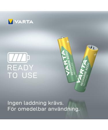VARTA Recharge Accu Recycled AAA Micro NiMH Batteries - Pre-Charged 800 mAh Eco-Friendly 4-Pack - No Memory Effect - Buy Online on GoSupps.com