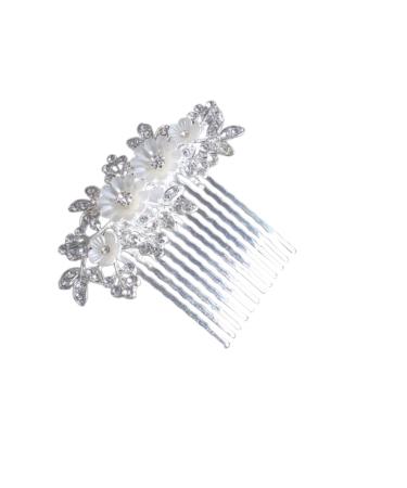 Beaupretty Pearl Hair Barrettes Headpiece Pearl Clip Rhinestone Combs Clips Side Headpiece Leaf Flower Bride Clip Bridal pin Pearl Hair Clip Size 5 Silver