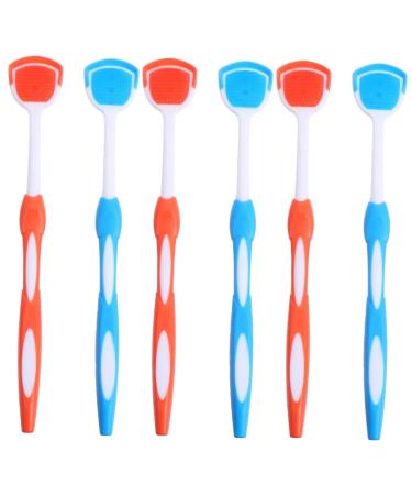 Gatuida 6 pcs tongue cleaning brush tongue scraper nanoplastic metal tongue brush orange blue x3pcs 19.5x3x0.6cmx3pcs