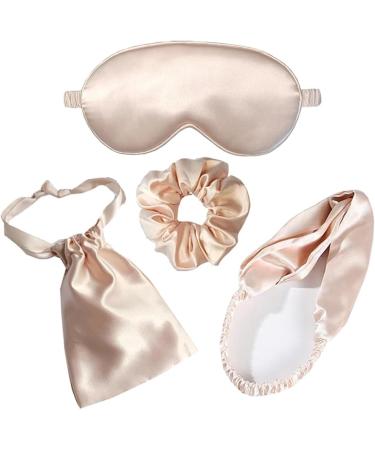 Silky Satin Eye Mask Set of 4 with Headband & Scrunchies - Perfect Travel Eye Covers - Pink - Sleep Comfort for Women - Buy Online on GoSupps.com