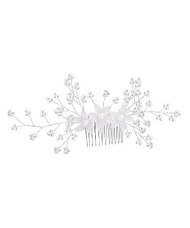 DOITOOL Side Hair Comb 1pc Bridal Headpieces for Wedding Crystal Hair Comb Hair Jewels for Women Wedding Hair Accessories Wedding Hair Comb for Bride Acrylic Hair Comb Hairpin White