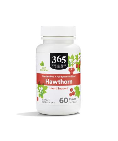 365 by Whole Foods Market Hawthorn Standardized + Full Spectrum Blend Heart Support Vegan Capsules 60 Count 60 Count (Pack of 1)