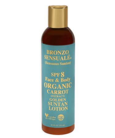 Bronzo Sensuale SPF 8 Sunscreen Deep Golden Tanning Organic Carrot Lotion 8.5 Ounce