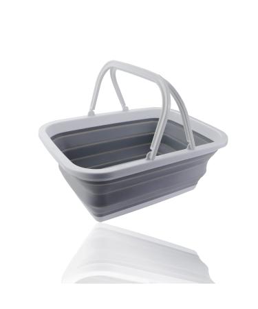 Collapsible Sink Collapsible Dish Tub Camping Dish Washing Tub Foldable Laundry Tub with Sturdy Handle Collapsible Tub Sink for Camping Home Fishing Kitchen Gray 1PCS