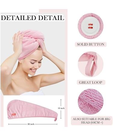 Microfiber Hair Towel Wrap | Super Absorbent Quick Dry Hair Towel for All Hair Types | Anti-Frizz Curly Turban - Pink Whale Design - Buy Online on GoSupps.com
