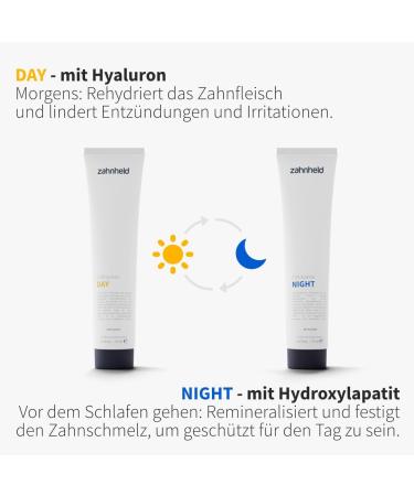 Zahnheld Day & Night Toothpaste with Fluoride | 2 x 75 ml Mint Flavor | 6-Fold Active Natural Ingredients | Daily Dental Care  - Buy Online on GoSupps.com