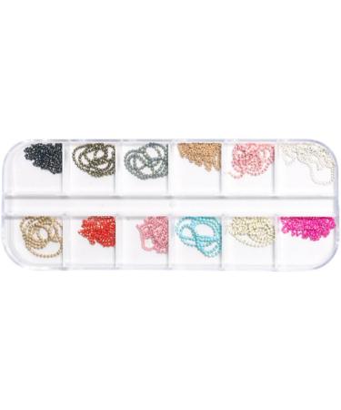 Nail Art Chain Nail Art Metal Rivet Chains Mixed Design DIY Nail Decoration Accessories 12 Grids for Women Style2 - Buy Online on GoSupps.com