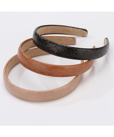 SPARKLESTAR 3PCS Leather Headband Set - Non-slip Padded Fashion Hairbands for Women and Girls in Black, Brown, and Beige - Buy Online on GoSupps.com