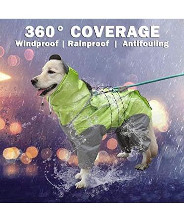 Shop Tfeng Waterproof Dog Raincoat with Removable Hoodie - Adjustable Outdoor Jacket for Dogs | 10 Sizes Available | Green (Back Length: 78cm) - Buy Online on GoSupps.com