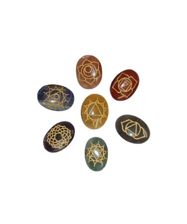 Third eye crystals rune stones engraved rune alphabet 7 chakra symbols stone palm crystals natural chakra edelstones Reiki-drum stones set rune alphabet gift set
