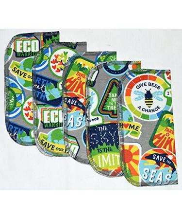 Reusable Kids Lunchbox Napkins 5 Pack - 1 Ply Save the Earth Print - 8x8 inches - Little Wipes (R) Flannel - Buy Online on GoSupps.com