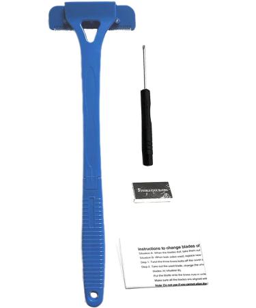 Body Hair Cutter for Men - Foldable Back Razor with Extra Long Handle | Fast Trimming & Portable | Ideal for Back & Leg Hair - Blue - Buy Online on GoSupps.com