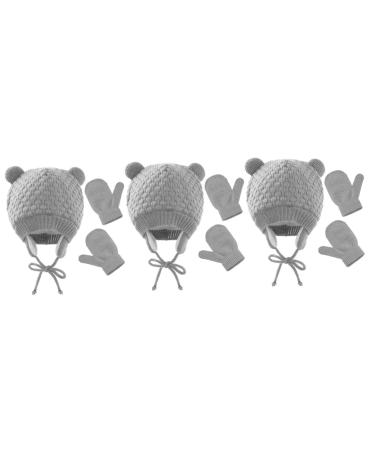 ABOOFAN 3 sets Children's hat Gloves for children Windproof knitting caps warm baby support feasts for children knit gloves for toddlers beautiful knitted hat Hut hut.