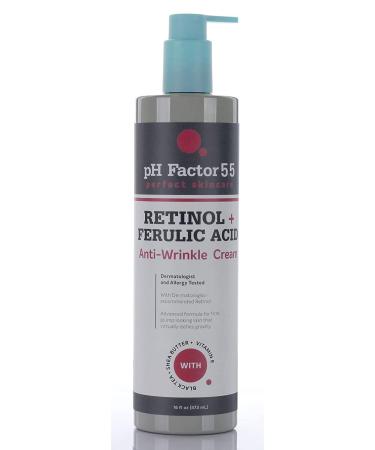 PH Factor 5.5 Clinical Retinol Advanced Moisture Cream For Face  Body  Hands & Dry Skin  Wrinkle Cream Boosts Skin Firmness  Made In USA  Anti Aging Cream  Retinol Moisturizer  Large 16 Fl Oz W/Pump