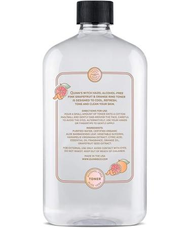 Quinn's Alcohol-Free Witch Hazel with Aloe Vera 16oz (Pink Grapefruit & Orange Rind) - Gentle Toner & Skin Soother - Buy Online on GoSupps.com