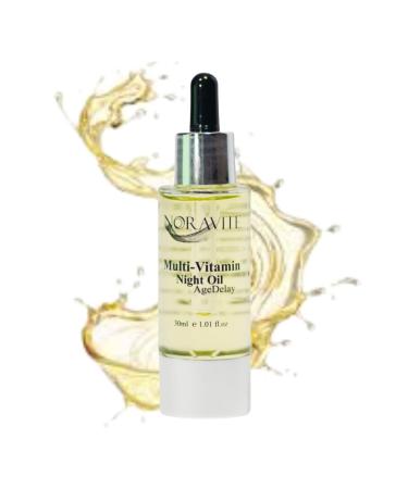 AgeDelay Multi-Vitamin Night Facial Oil - Intensive Skin Tightening Oil & Moisturizer - Nourishes Protects & Rejuvenates - Antioxidant Serum w/Vitamin E Omega 3 6 9 & Seaweed - 30ml