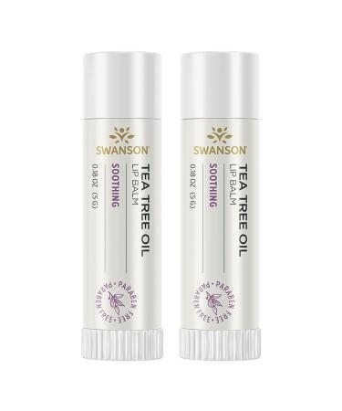 Swanson Tea Tree Oil Lip Balm 0.18 Ounce (5 g) Balm (2 Pack)