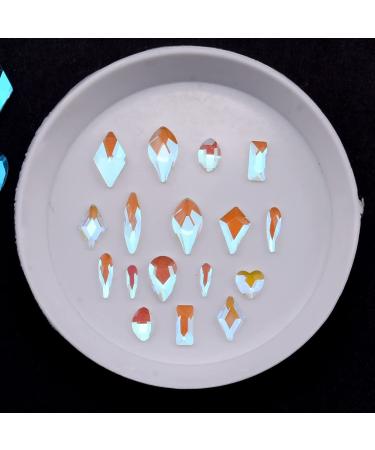 Mix Shapes Aurora Glass Nail Rhinestones Kit - Clear & AB Translucent Charms with Round Diamonds in 6 Sizes for Nail Decoration - Buy Online on GoSupps.com