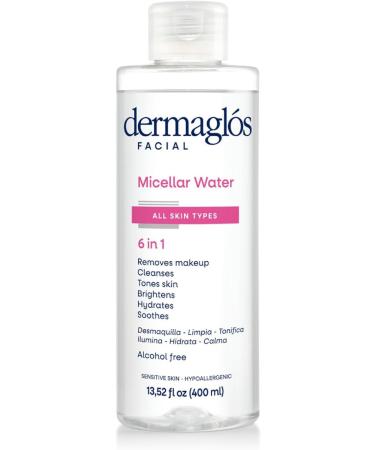 Micellar Water for All Skin Types Even Sensitive | All In 1 Hydrating Facial Cleanser & Makeup Remover Brightening Soothing Gentle Face Toner | Alcohol-Free Formula | 13.52 Fl Oz