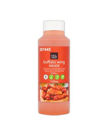 Chef's Larder Buffalo Wing Sauce 1L - Red Hot Sauce Made with Cayenne Pepper - Ideal Served Hot or Cold Over Chicken Wings