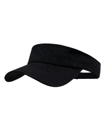 ANDICEQY Sport Sun Visor Hats Adjustable Empty Top Baseball Cap Cotton Ball Caps for Women and Men Dark Black