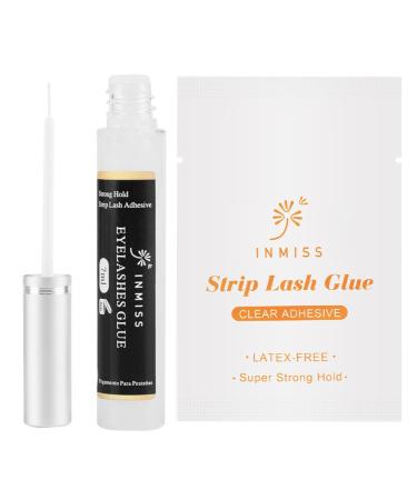 Strip Eyelash Adhesive Clear Lash Glue Latex Free Super Strong Hold for Flase Eyelashes Eyelash Glue for Sensitive Eyes 0.23 FL OZ