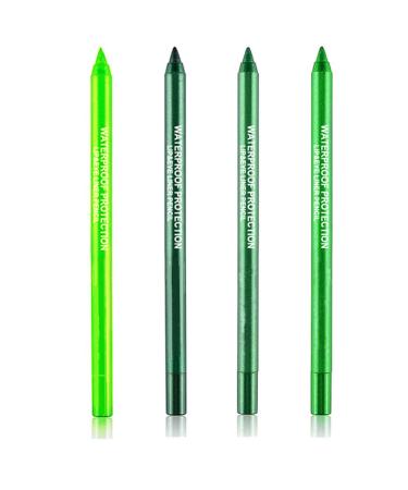 Go Ho 4 Colors Green Eyeshadow Pencil Set Metallic Eyeliner Pencil Kit Matte&Shimmer Eyeshadow Stick Long Lasting Professional Eye Makeup Colorful Eye Liner for Women - Buy Online on GoSupps.com