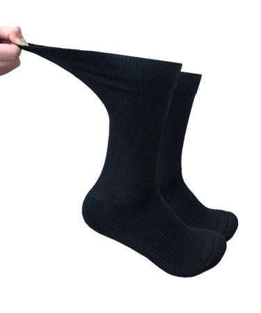 M Magic Sport Diabetic Crew Socks for Men Women  Loose Fitting  Seamless  Non-Binding  Cushioned  Single Pair Large Black