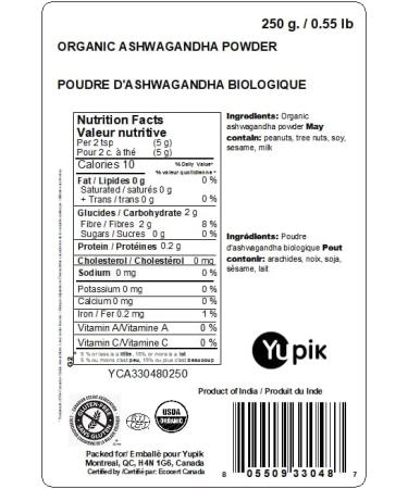 Yupik Organic Ashwagandha Powder 250 Grams 6 Count 6 count (Pack of 1) - Buy Online on GoSupps.com