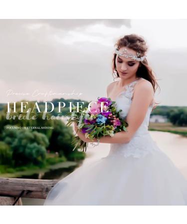 Silver Rhinestone Wedding Hair Pin with Blue Beads - Bridal Hair Accessories for Brides - Buy Online on GoSupps.com