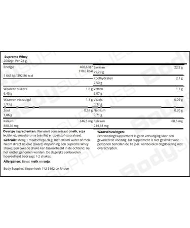 Body Supplies Supreme Whey 2000gr ChocolateCaramel - Buy Online on GoSupps.com