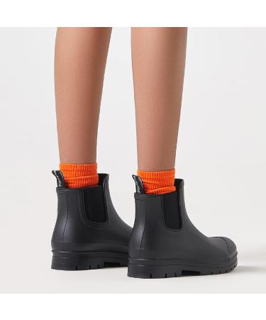 Planone Women's Short Waterproof Rain Boots - Anti-Slip Chelsea Rainboots, Comfortable Insoles, Stylish Matte Design - Black, Size 6 Wide - Buy Online on GoSupps.com