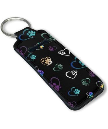 Neoprene Lip Balm Holder Keychain for Women - Dog Paw Design | 2Pcs Chapstick Sleeve Pouch - Buy Online on GoSupps.com