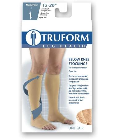 Buy Truform 15-20 mmHg Compression Stockings - Knee High Open Toe Beige X-Large for Men & Women | International Shipping Available - Buy Online on GoSupps.com