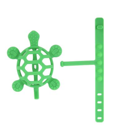 Alomejor Baby Teething Toy Silicone Food Grade Prevent Eating Hands Cartoon Turtle Baby Teether for Baby Green