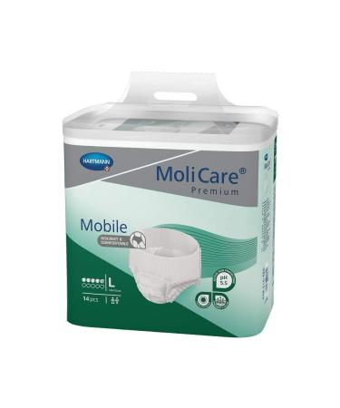 Molicare Premium Mobile disposable pants: discrete use with incontinence for women and men 5 drops size.L (100-150 cm hip size) 14 pieces 5 drops L 14 pieces