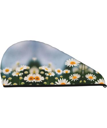 Daisy Flowers Coral Velvet Dry Hair Cap | Quick-Dry Hair Towel Wrap for Men & Women | Ideal for Travel & Home - Buy Online on GoSupps.com