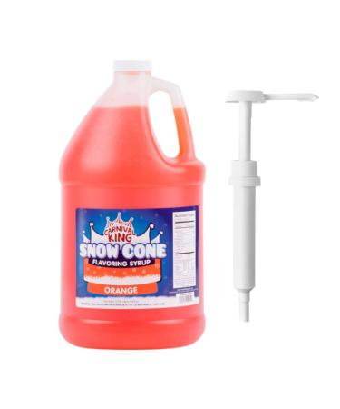 ZippySweets - Snow Cone Syrup - Orange Flavour with Complimentary Pump 1 Gallon Makes Up to 128 Snow Cones - Perfect Shaved Ice Syrup for Deliciously Refreshing Shaved Ice Treats