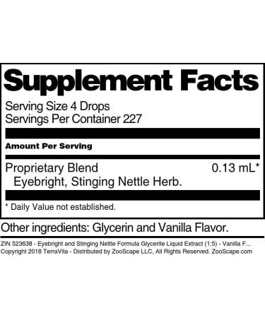 Terravita Eyebright & Stinging Nettle Glycerite Liquid Extract - Vanilla Flavored (1 oz) | International Shipping Available - Buy Online on GoSupps.com