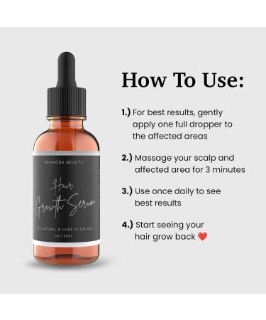 Rennora Hair Growth Serum  with Organic Herbs and Natural Vitamin No Chemicals - 1oz per bottle - 4 Pack - Buy Online on GoSupps.com