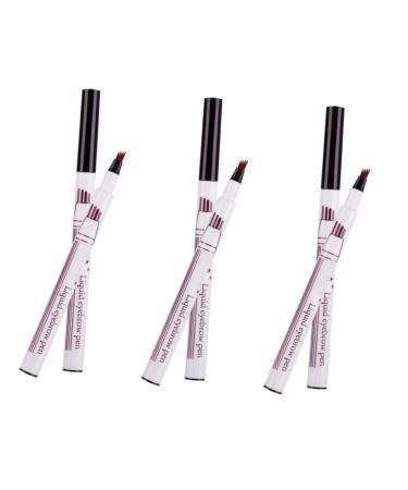 FOMIYES 3pcs Pencil Pronged Dark Liquid Four Waterproof Natural Sweat-proof Durable # Grey Eyebrow 1 count (Pack of 1) As Shownx3pcs