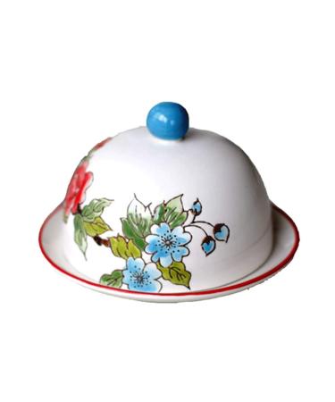 Butter Dishes Butter Plate with Round Lip Hand Painted Butter Dish Housewares Kitchen Decoration Festive Party Creative Tableware Kitchen Accessory